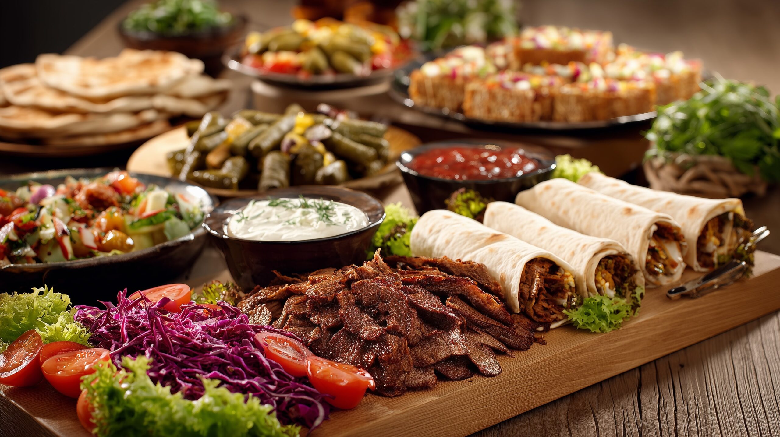 przemek.m_A_beautifully_arranged_doner_buffet_on_a_large_wooden_a995f70a-33d2-4def-8c45-50406d91c6ed